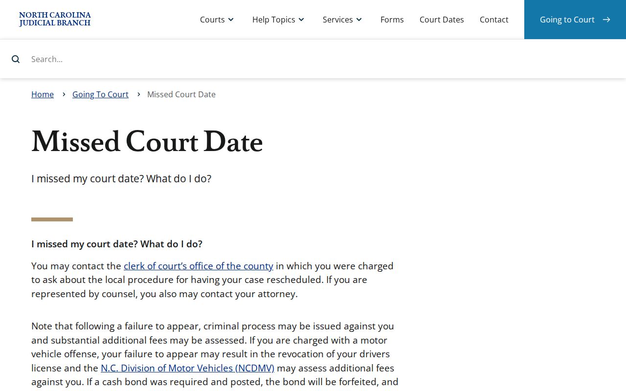 Scotland County criminal court docket and missed court date guidance