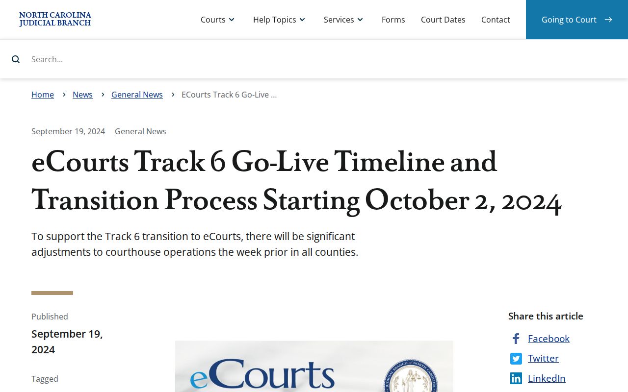 Scotland County court docket eCourts Track 6 transition record notice