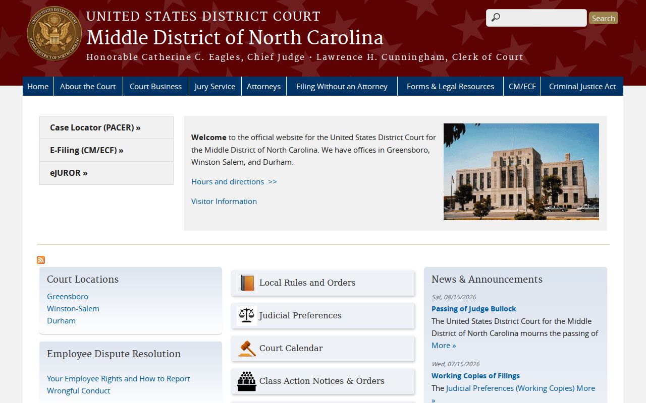 Scotland County court record federal Middle District docket distinction